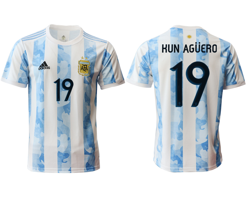 Men 2020-2021 Season National team Argentina home aaa version white #19 Soccer Jersey->brazil jersey->Soccer Country Jersey